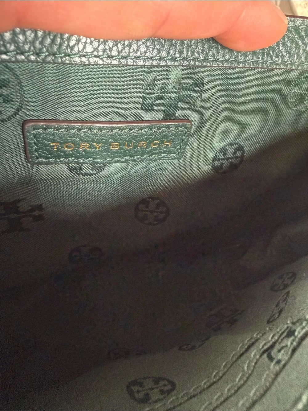 Tory Burch Miller Forest Green Pebbled Leather Chain Shoulder Bag 2019